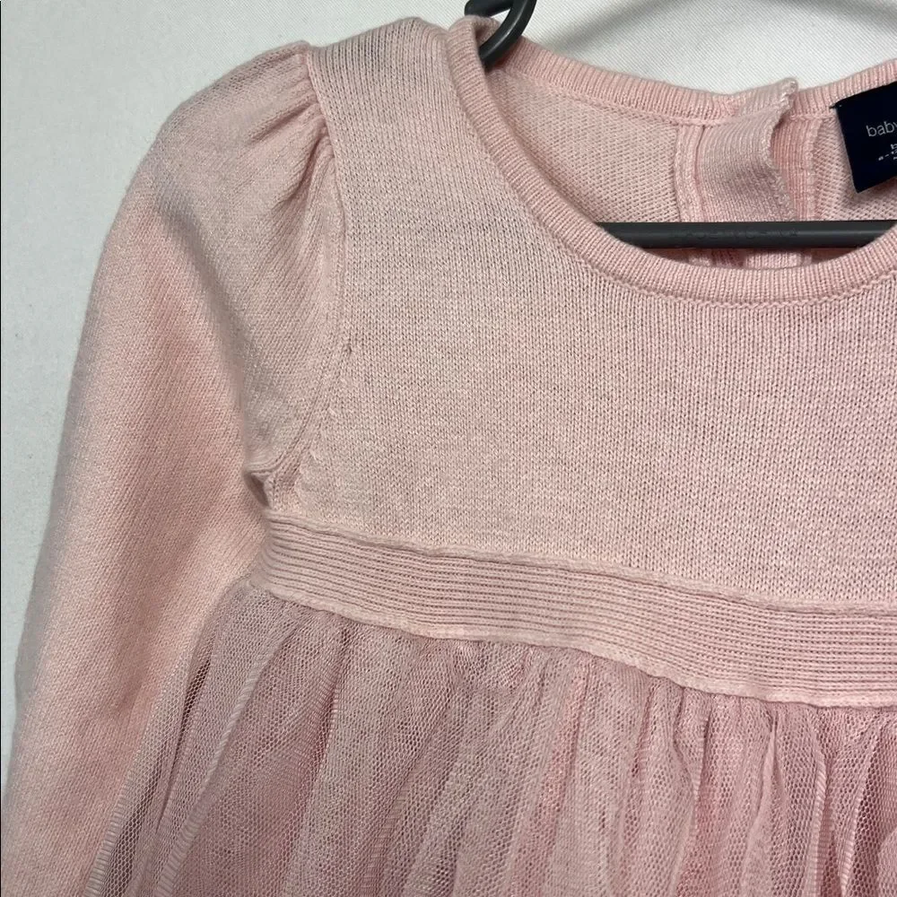 Baby Gap Pink long sleeve dress with tulle skirt size 6-12 months EUC